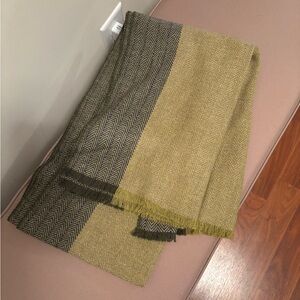 Loro Piana Herringbone Olive Green Cashmere Scarf
